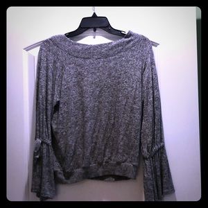 Bell sleeve off shoulder sweater
